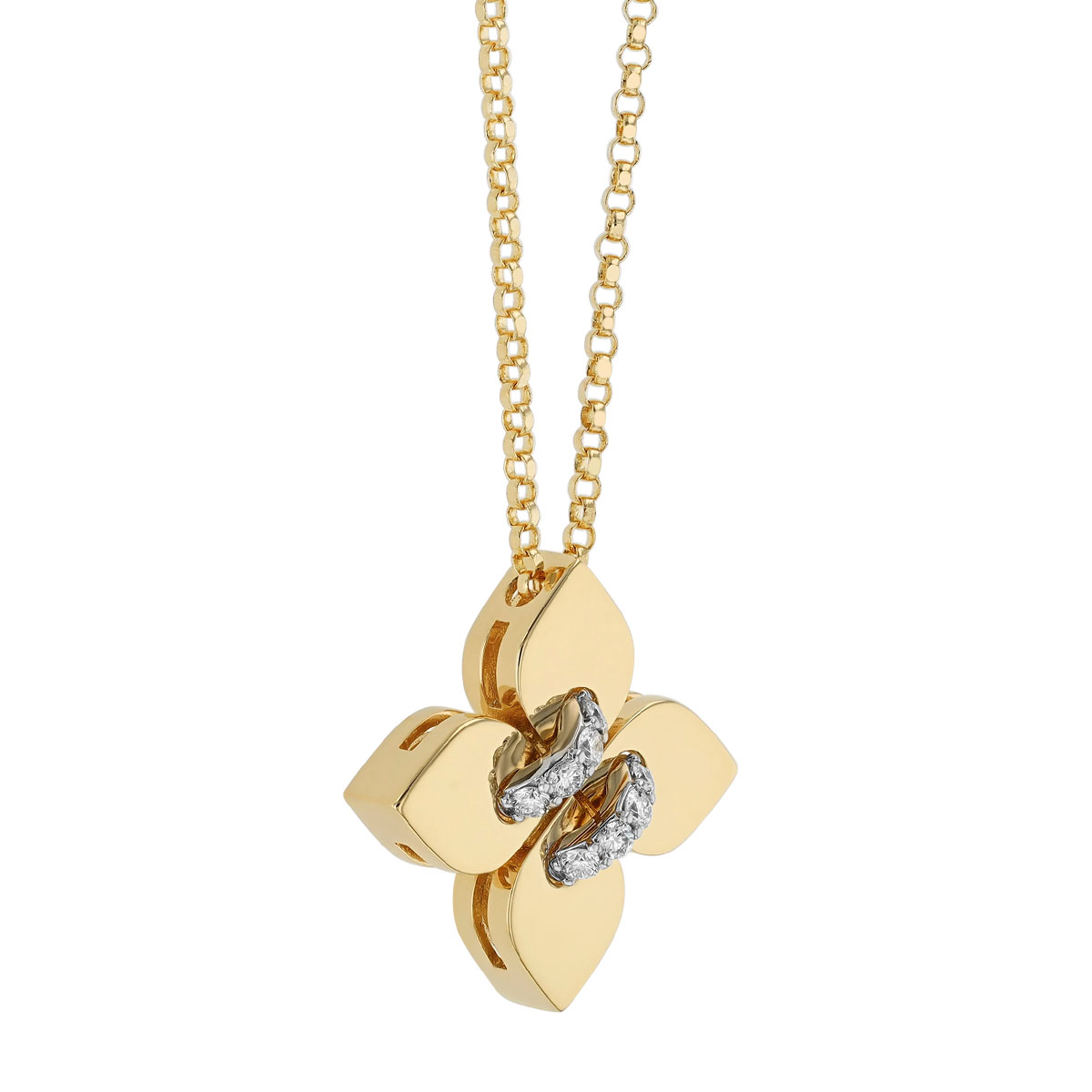 Roberto Coin Love in Verona Diamond Small Flower Pendant in Two Tone, 18