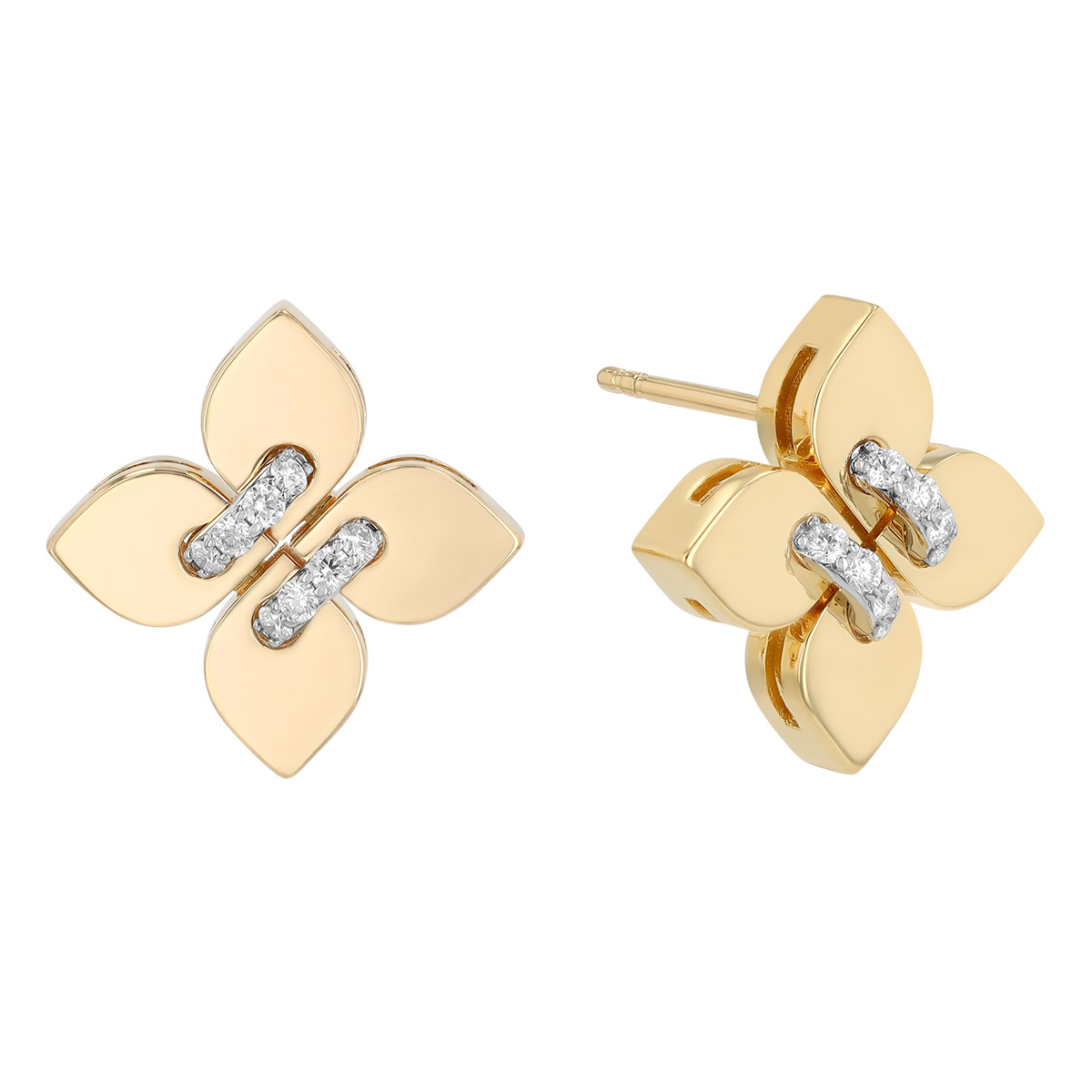 Roberto Coin Love in Verona Diamond Small Flower Stud Earrings in Two Tone