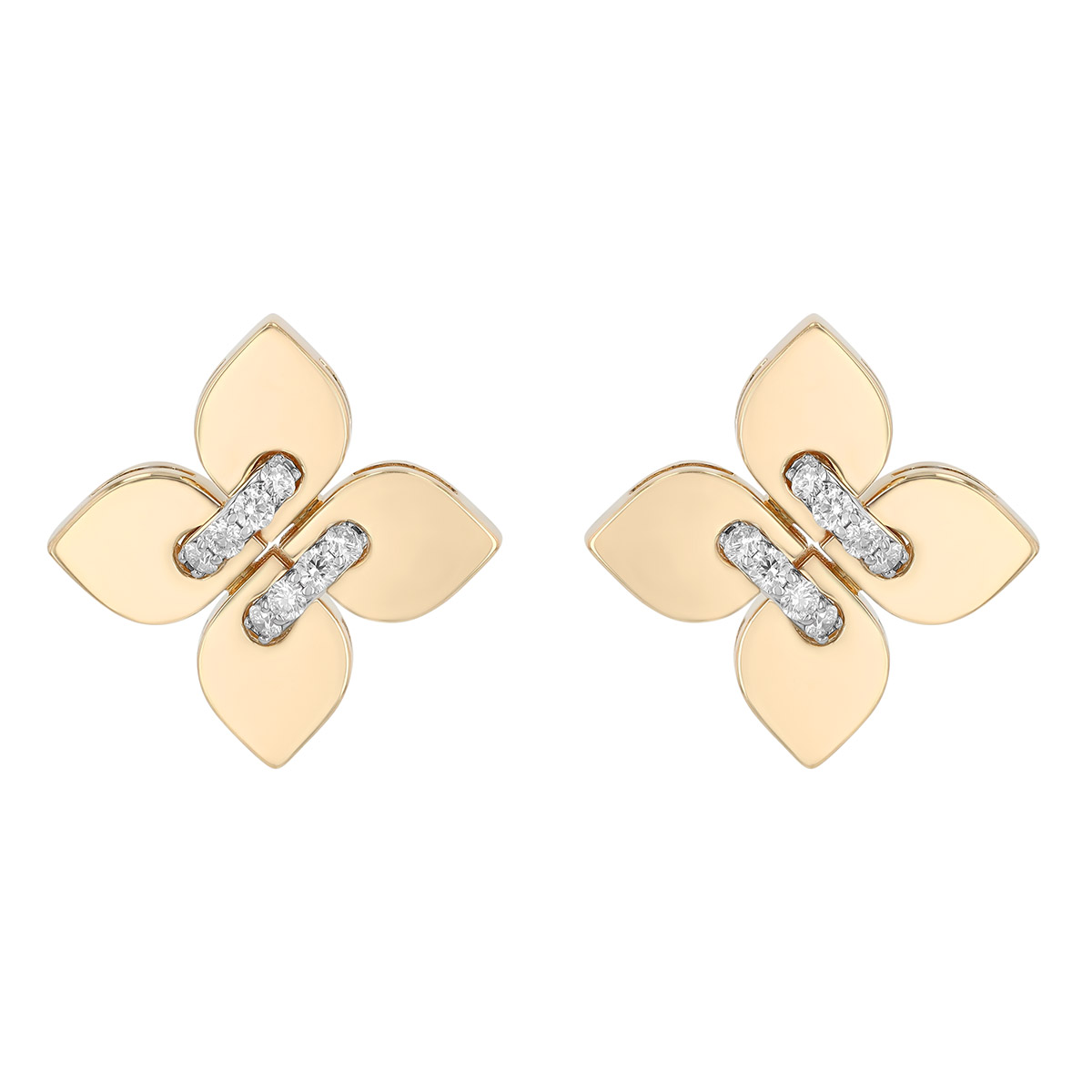 Roberto Coin Love in Verona Diamond Small Flower Stud Earrings in Two Tone