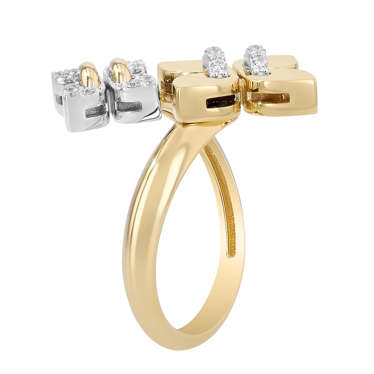 Roberto Coin Love in Verona Diamond Flower Duo Bypass Ring in Two Tone