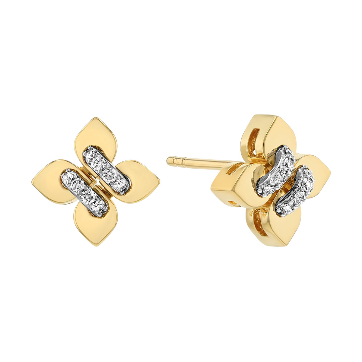 Roberto Coin Love in Verona Diamond Petite Flower Stud Earrings in Two Tone