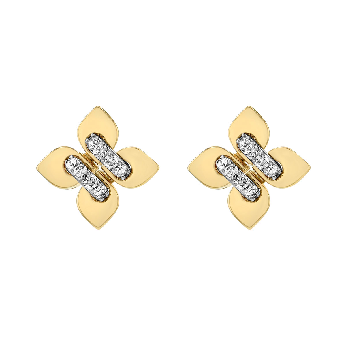 Roberto Coin Love in Verona Diamond Petite Flower Stud Earrings in Two Tone