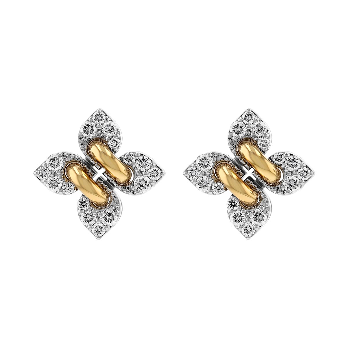 Roberto Coin Love in Verona Diamond Pavé Petite Flower Stud Earrings in Two Tone