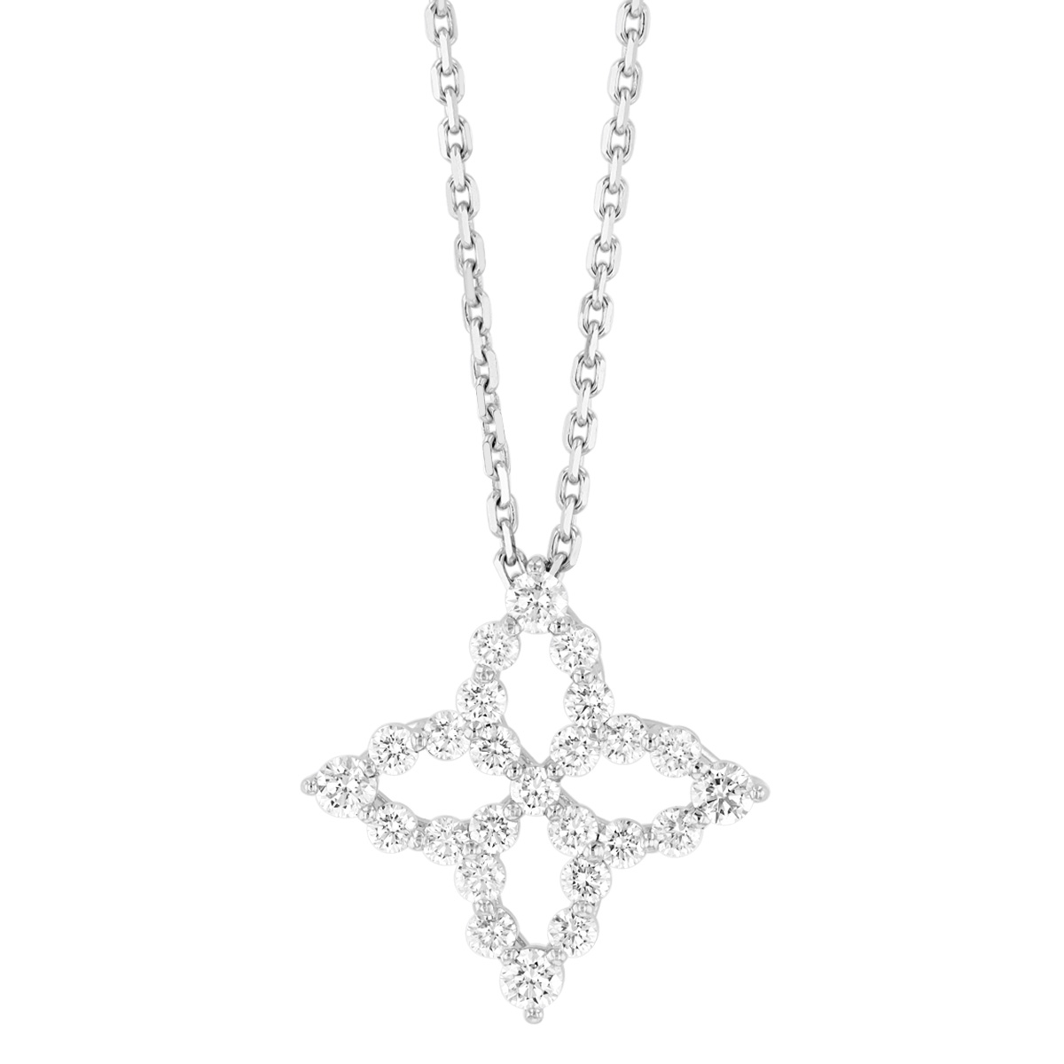 Roberto Coin Princess Diamond Open Flower Pendant in White Gold