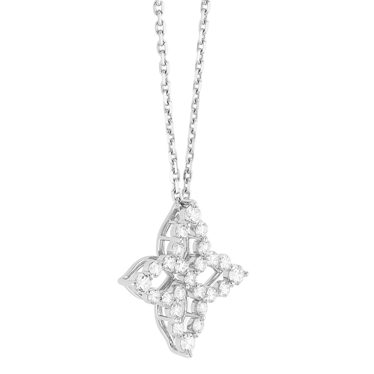 Roberto Coin Princess Diamond Open Flower Pendant in White Gold