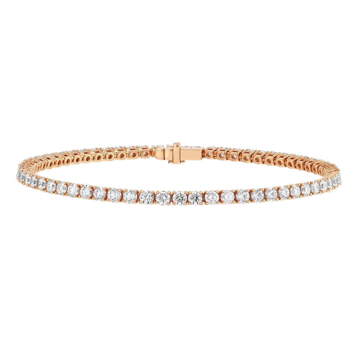 TARA Pearls Round Diamond 4 Prong Tennis Bracelet in Rose Gold, 7