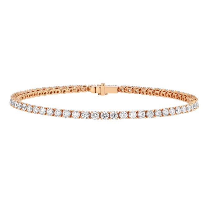TARA Pearls Round Diamond 4 Prong Tennis Bracelet in Rose Gold, 7", 5.14 cttw