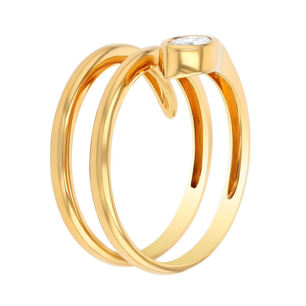Bezel Set Marquise Diamond Triple Wrap Ring in Yellow Gold