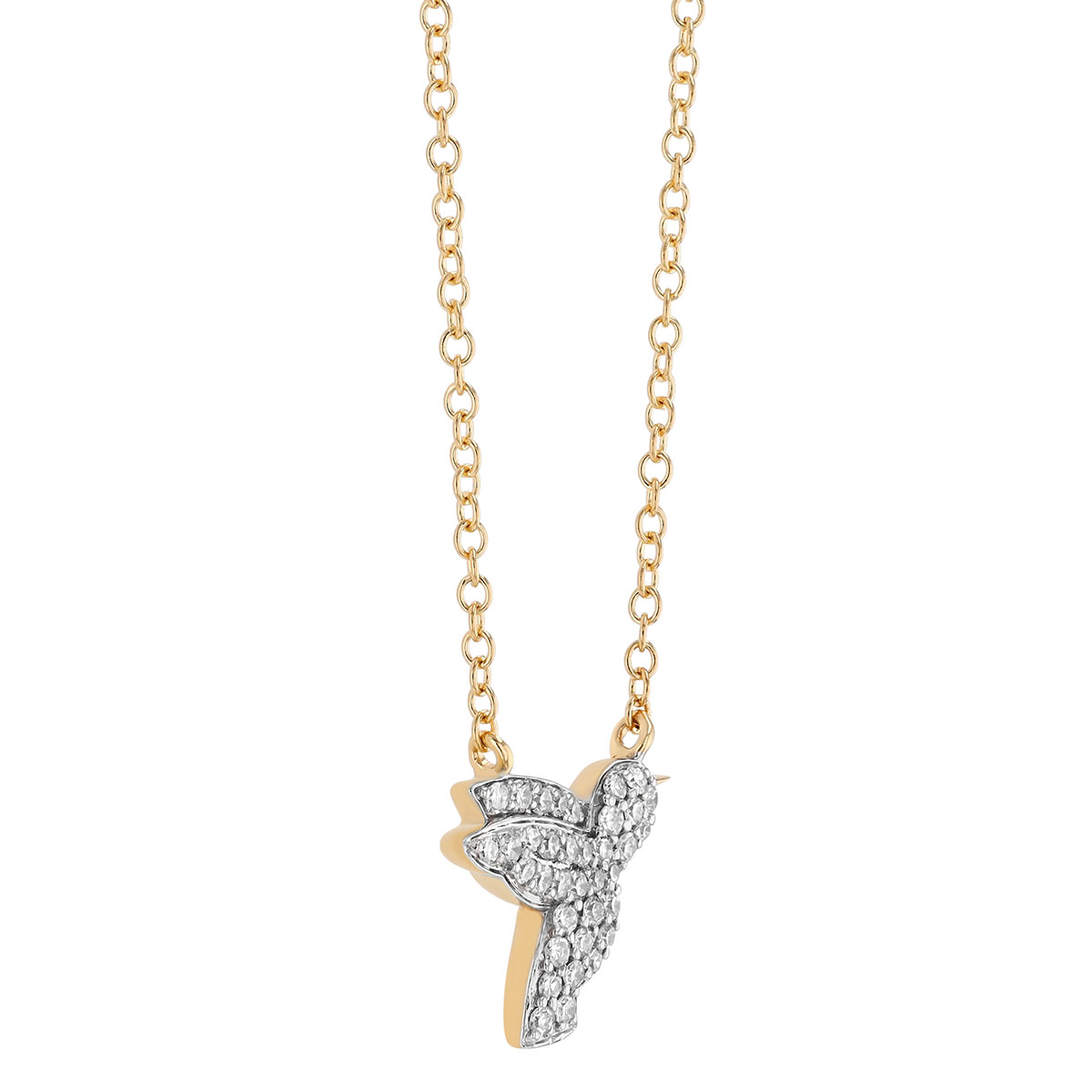 Phillips House Symphony Diamond Pave Petite Hummingbird Pendant in Two Tone