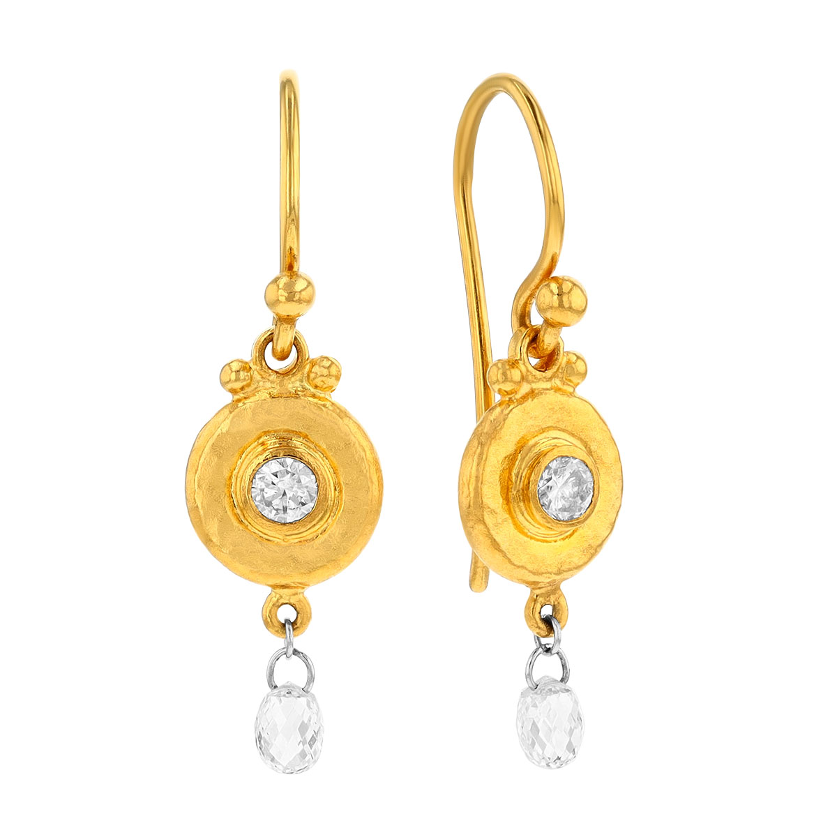 Gurhan Diamond & Disc Dangle Earrings in Yellow Gold