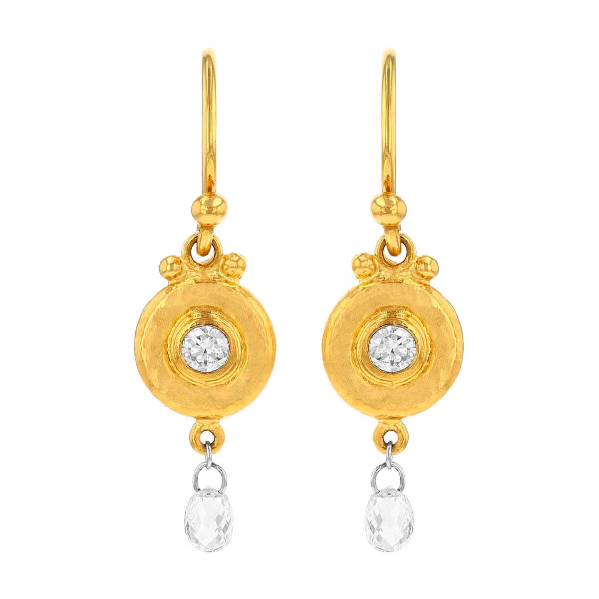 Gurhan Diamond & Disc Dangle Earrings in Yellow Gold