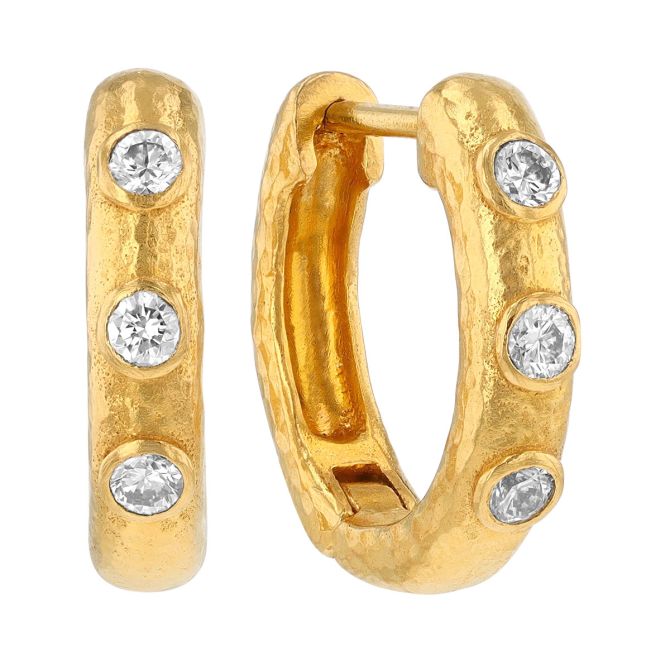 Gurhan Diamond Trio Huggie Hoop Earrings in Yellow Gold