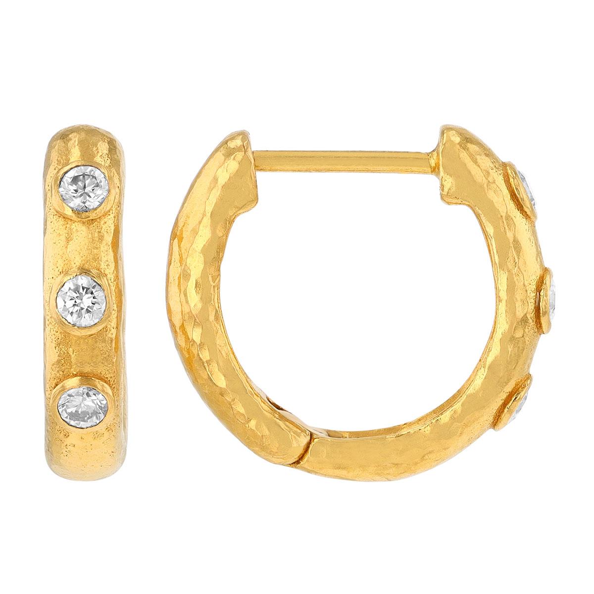 Gurhan Diamond Trio Huggie Hoop Earrings in Yellow Gold