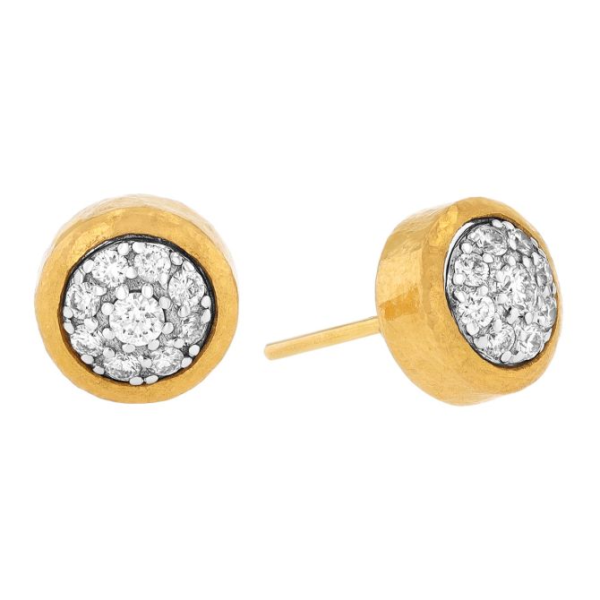 Gurhan Diamond Cluster Round Stud Earrings in Yellow Gold