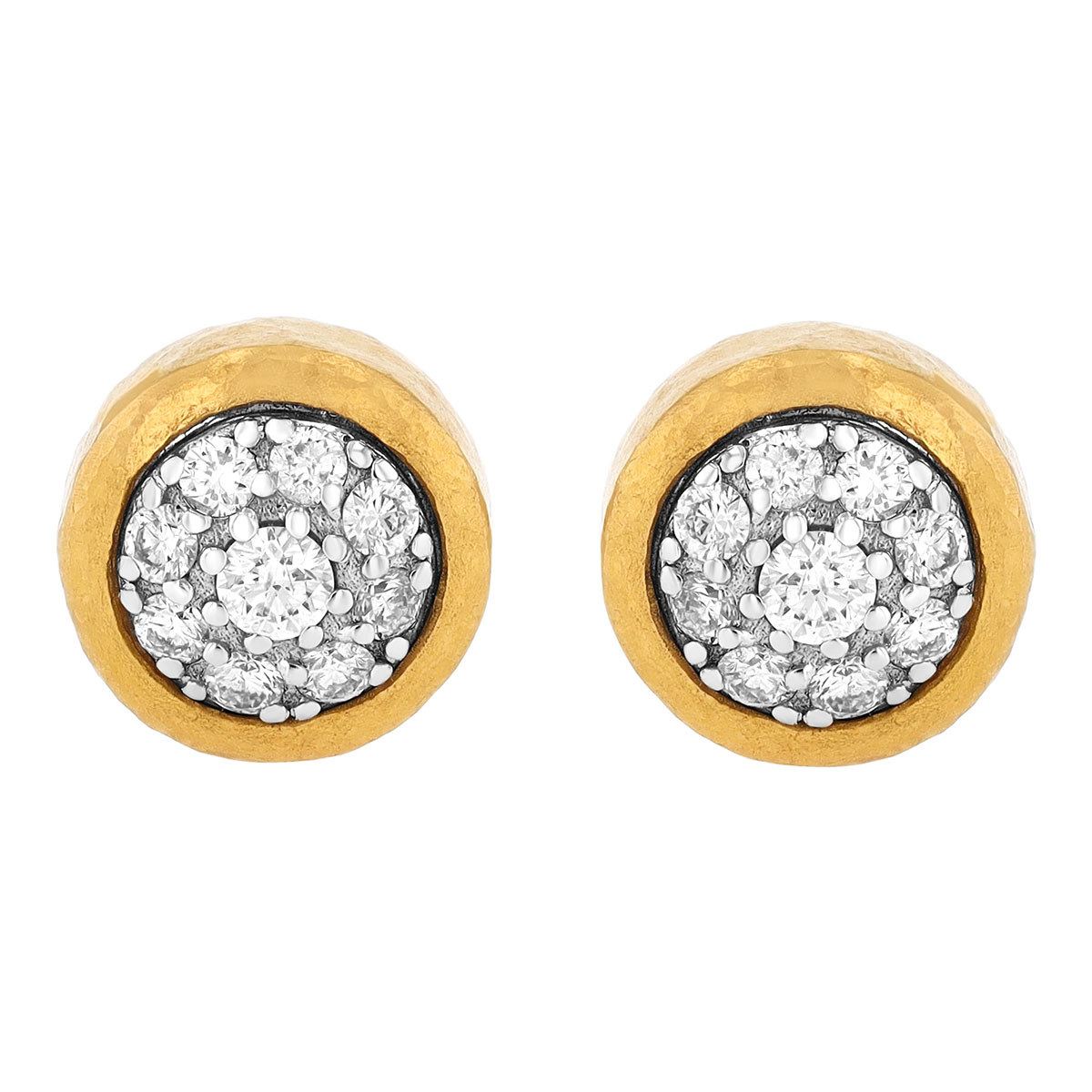 Gurhan Diamond Cluster Round Stud Earrings in Yellow Gold