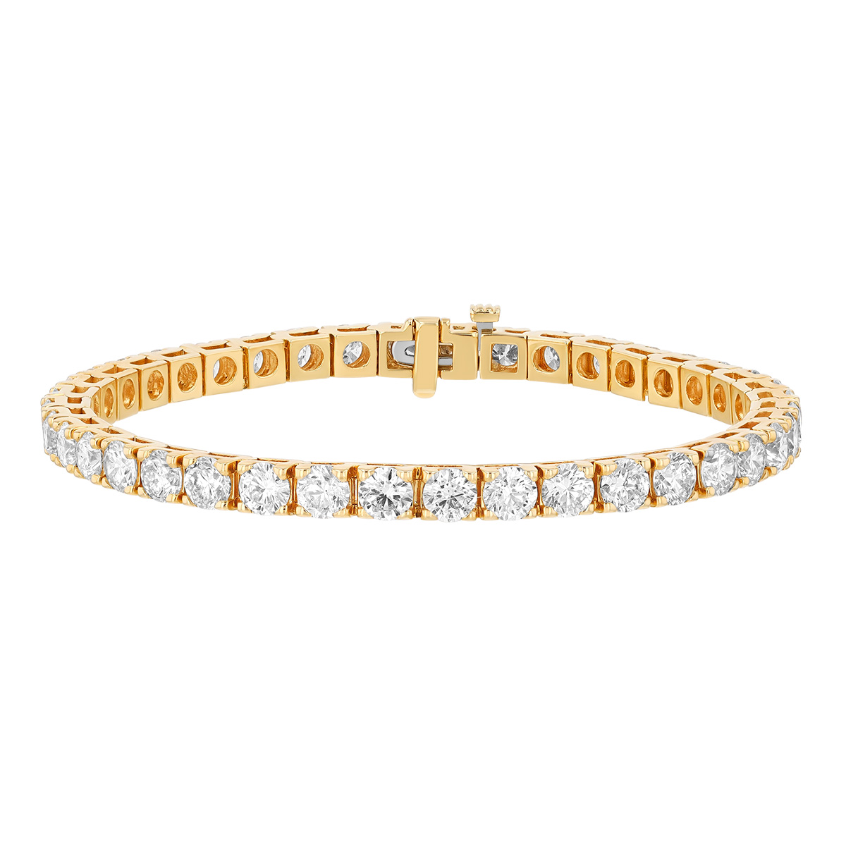 Round Diamond 4 Prong Tennis Bracelet in Yellow Gold, 7