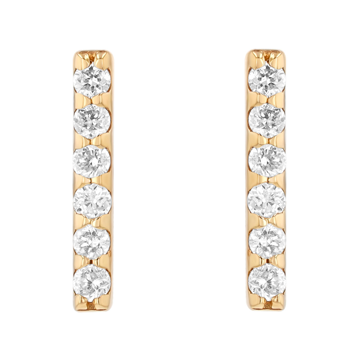 Diamond Dainty Bar Stud Earrings in Yellow Gold