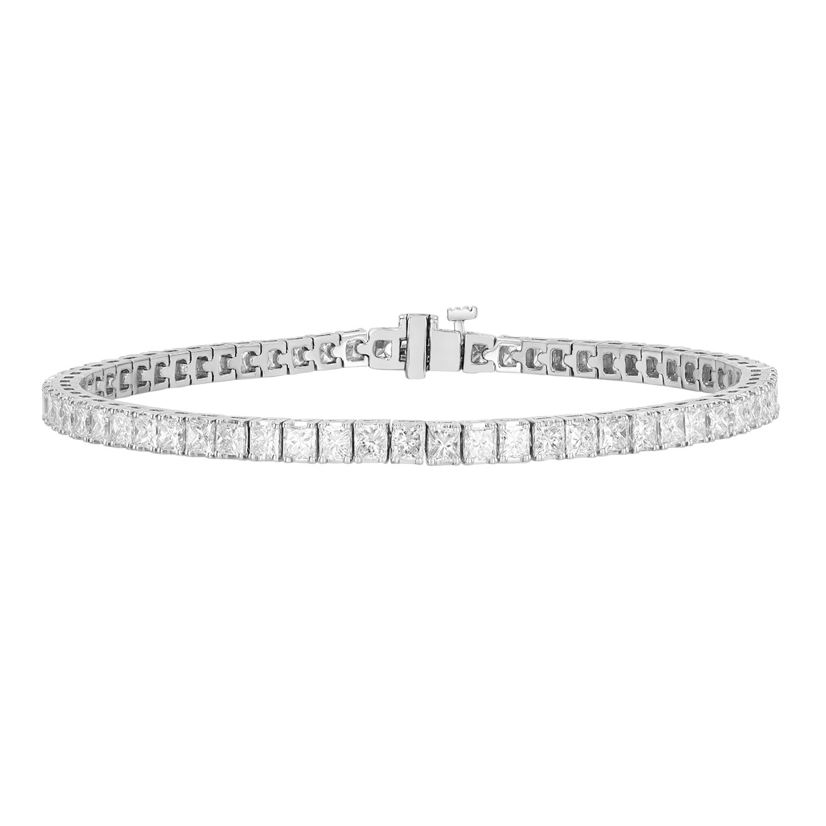Princess Cut Diamond Tennis Bracelet in White Gold, 5.60 aptw