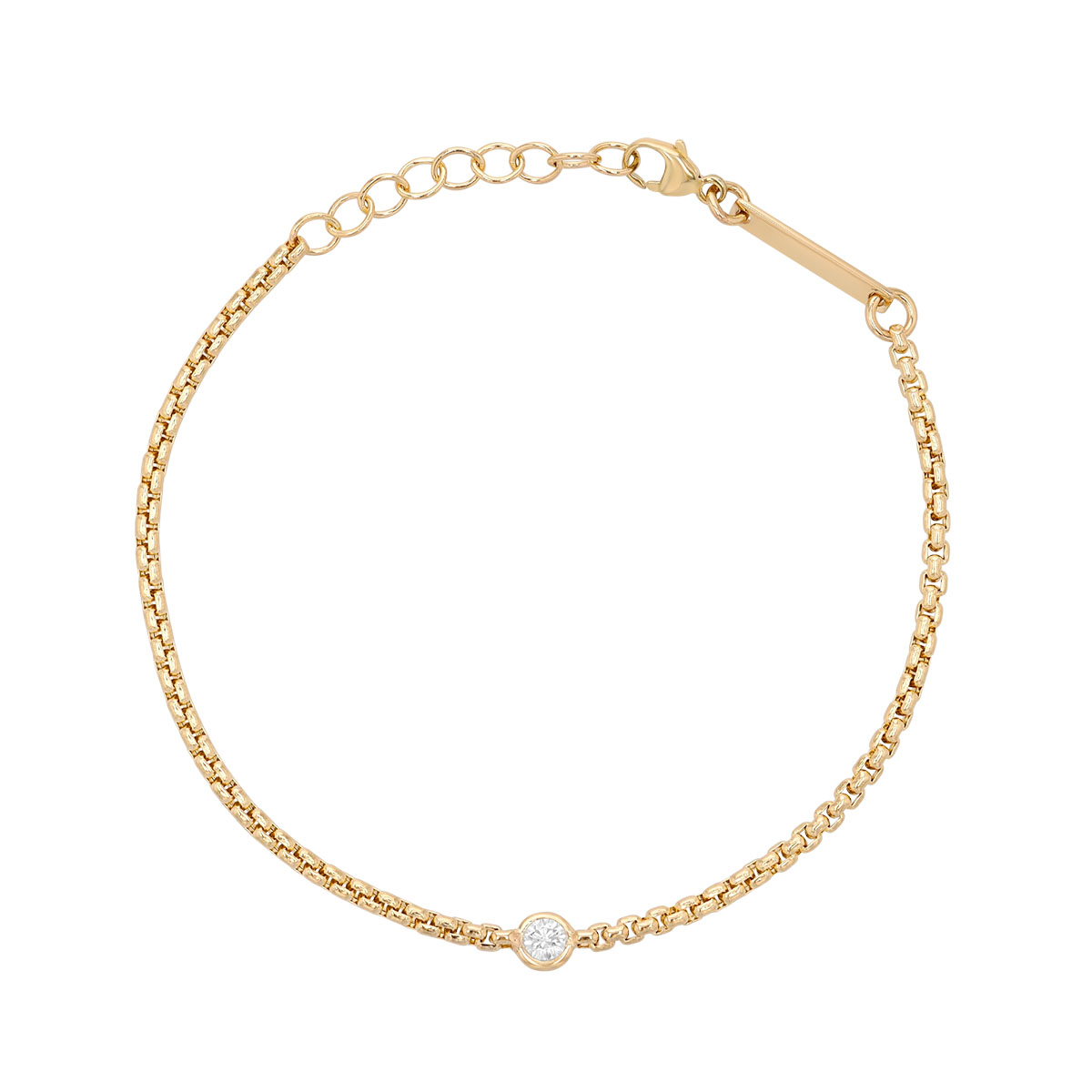 Zoe Chicco Bezel Set Round Diamond Single Station Bracelet in Yellow Gold, 7