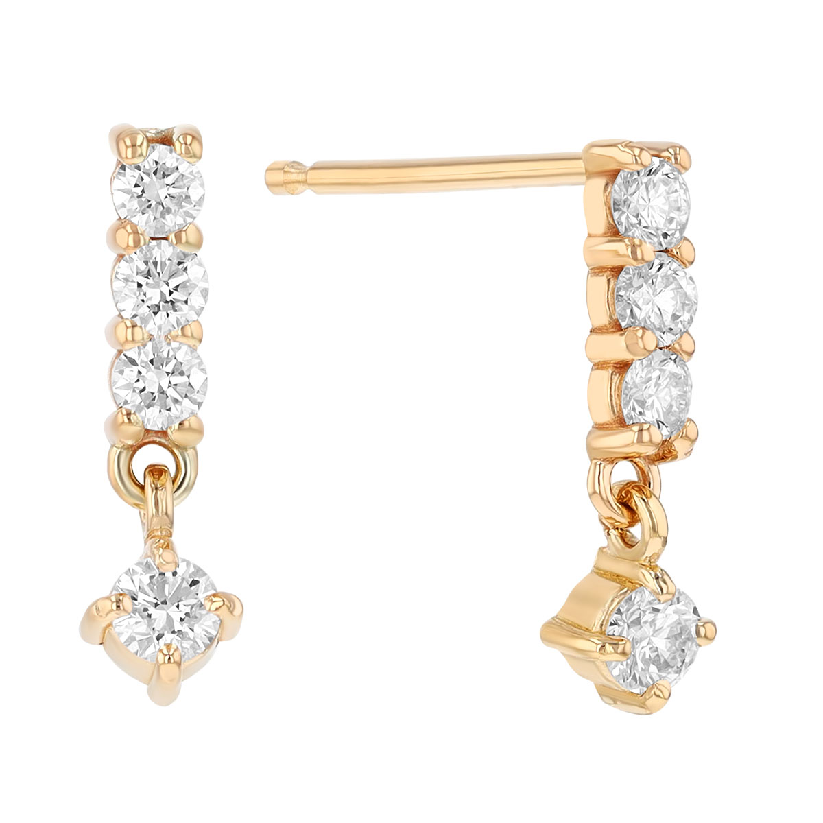 Zoe Chicco Dainty Diamond Bar Drop Earrings in Yellow Gold