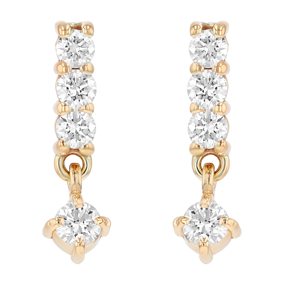 Zoe Chicco Dainty Diamond Bar Drop Earrings in Yellow Gold