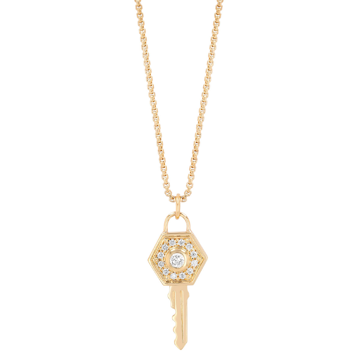 Zoe Chicco Diamond Key Pendant in Yellow Gold, 20