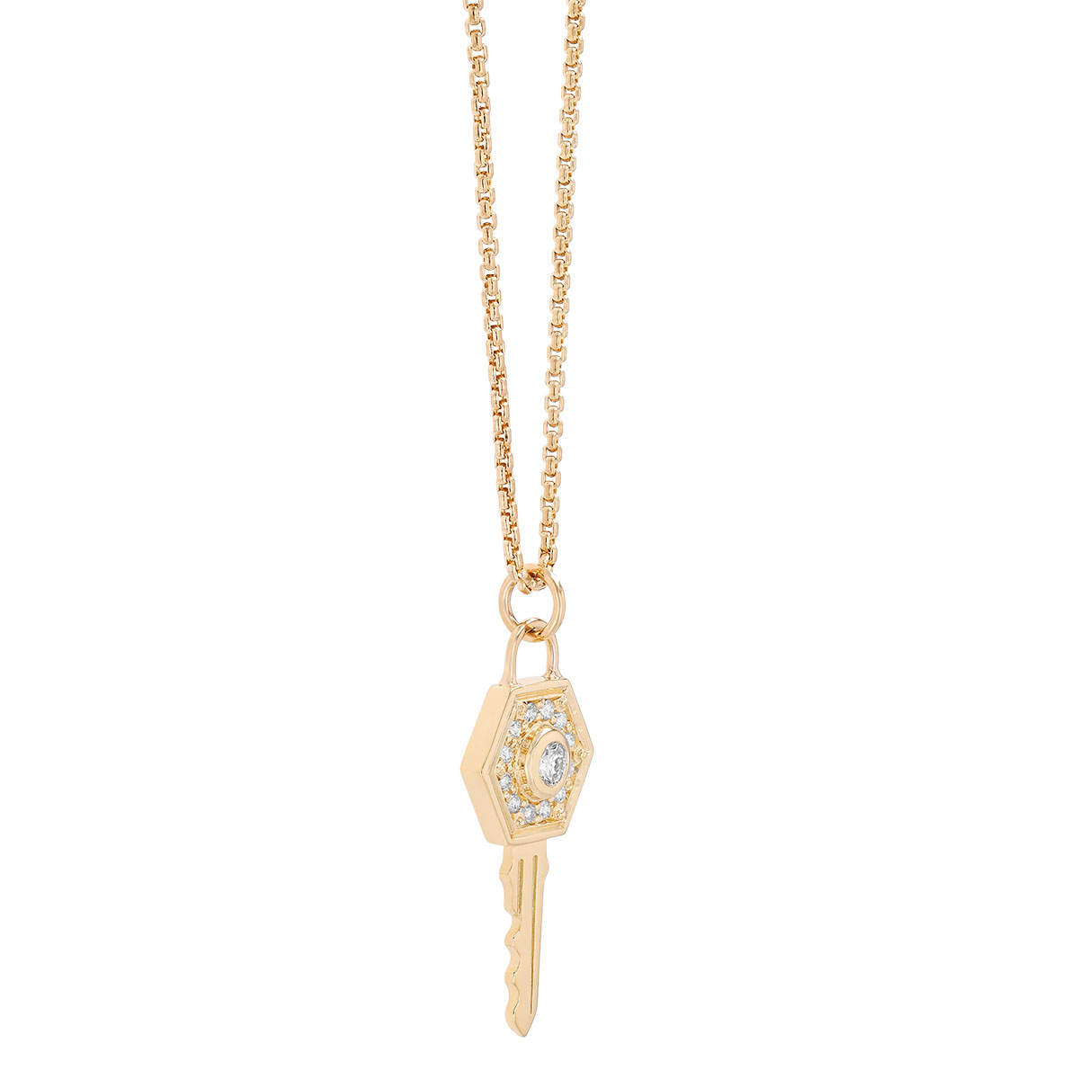 Zoe Chicco Diamond Key Pendant in Yellow Gold, 20
