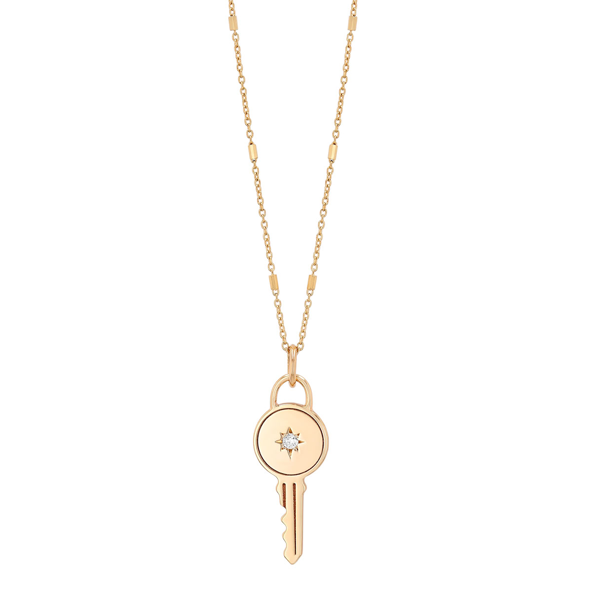 Zoe Chicco Single Diamond Key Pendant in Yellow Gold, 18