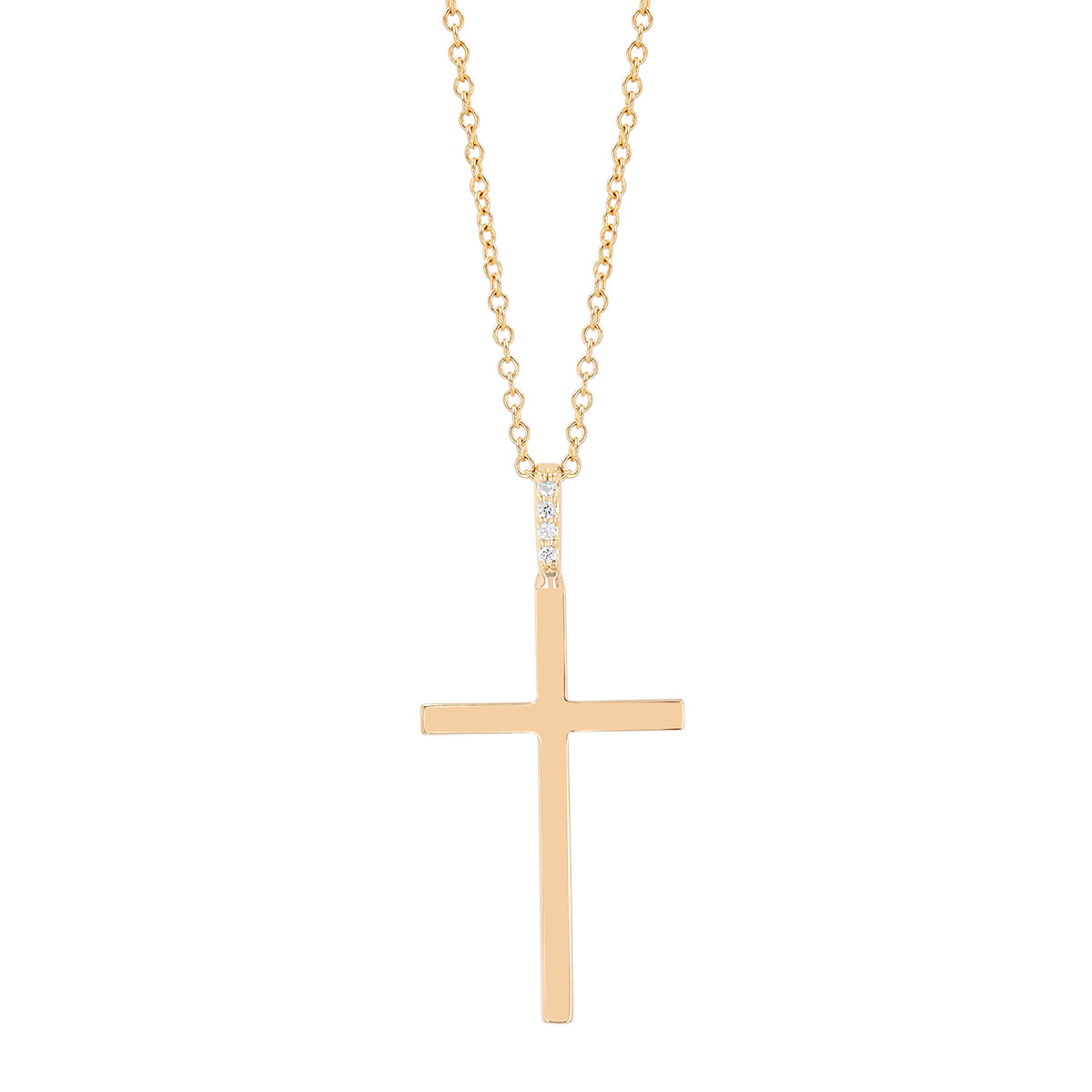 Zoe Chicco Yellow Gold Cross Pendant with Diamond Accents, 20