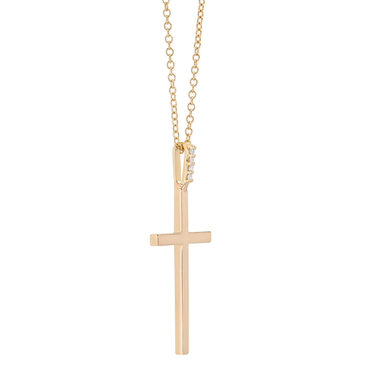 Zoe Chicco Yellow Gold Cross Pendant with Diamond Accents, 20