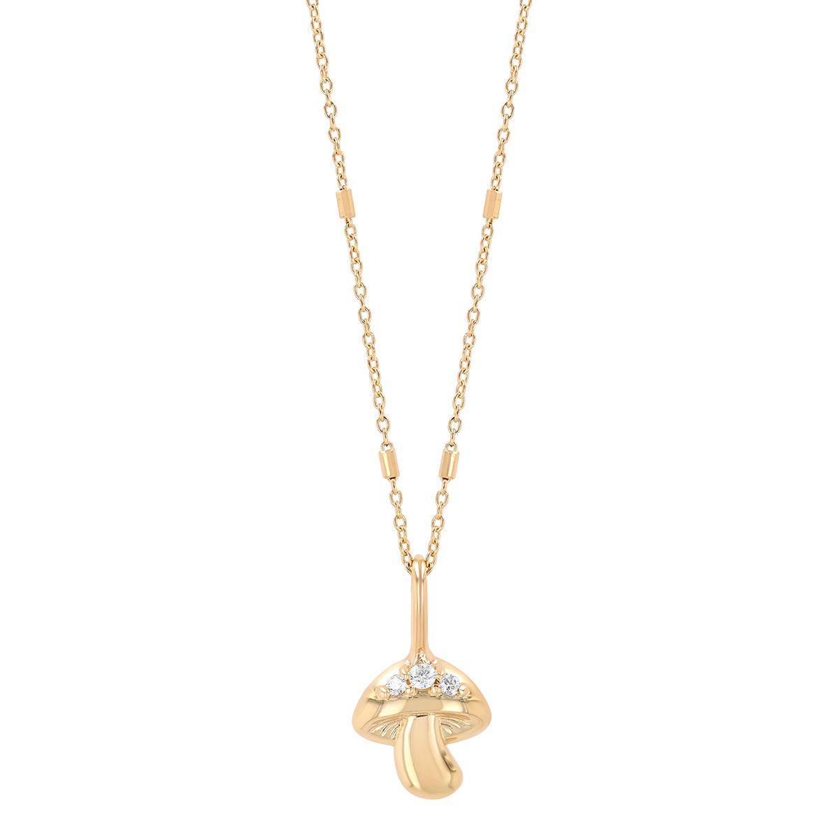 Zoe Chicco Yellow Gold Mushroom Pendant with Diamond Accents, 16