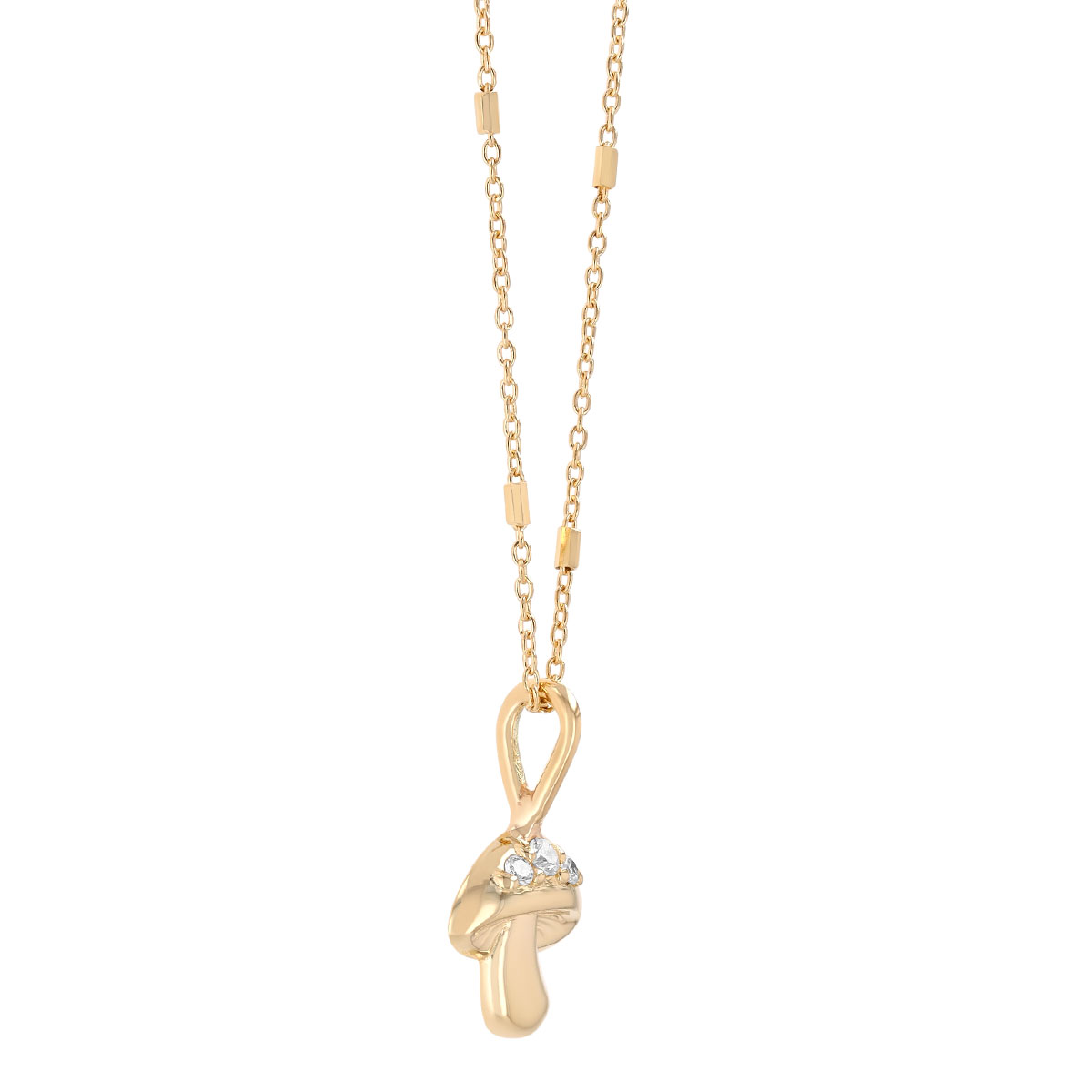 Zoe Chicco Yellow Gold Mushroom Pendant with Diamond Accents, 16