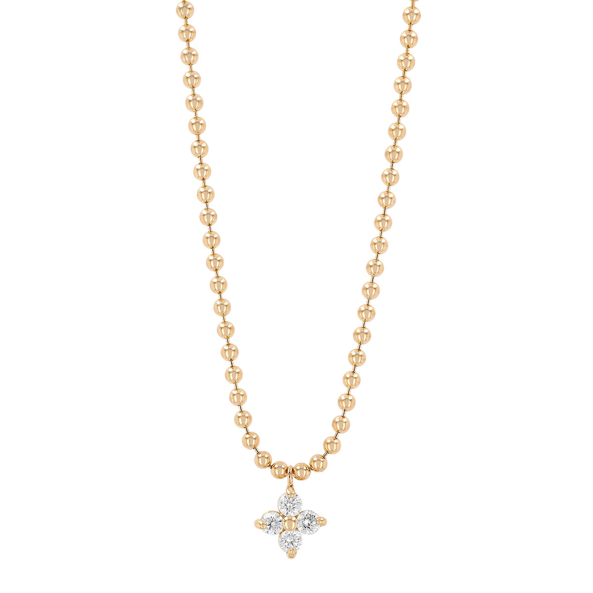 Zoe Chicco Diamond Quartet Cluster Pendant in Yellow Gold, 16