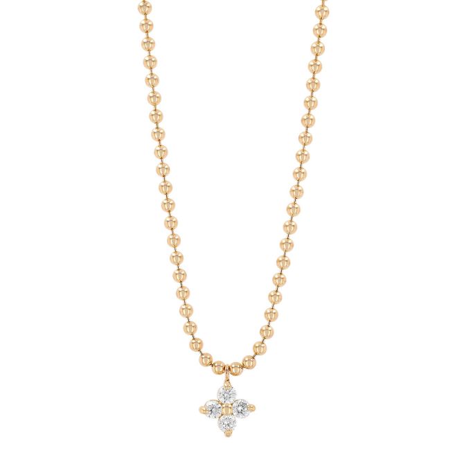 Zoe Chicco Diamond Quartet Cluster Pendant in Yellow Gold, 16"