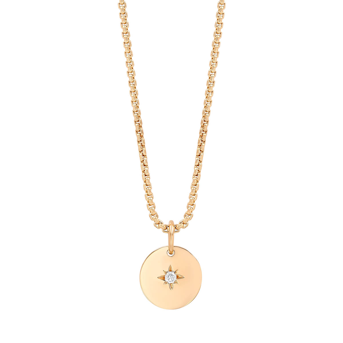 Zoe Chicco Single Diamond Starburst Disc Pendant in Yellow Gold, 18