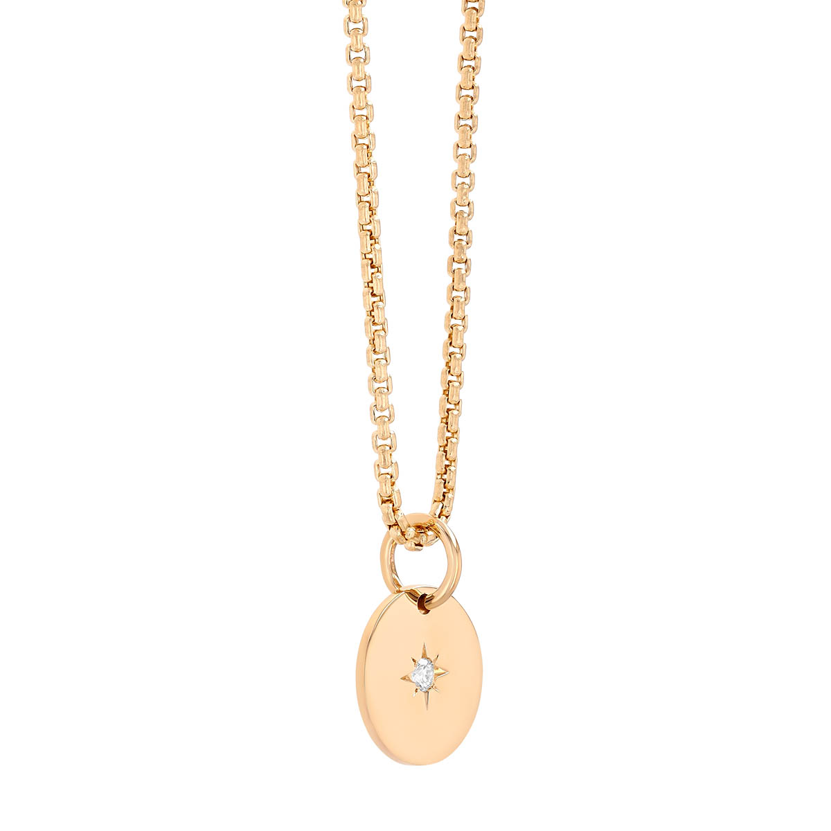 Zoe Chicco Single Diamond Starburst Disc Pendant in Yellow Gold, 18