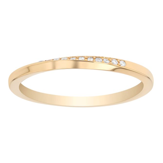 Zoe Chicco Diamond & Angled Knife Edge Stacking Ring in Yellow Gold