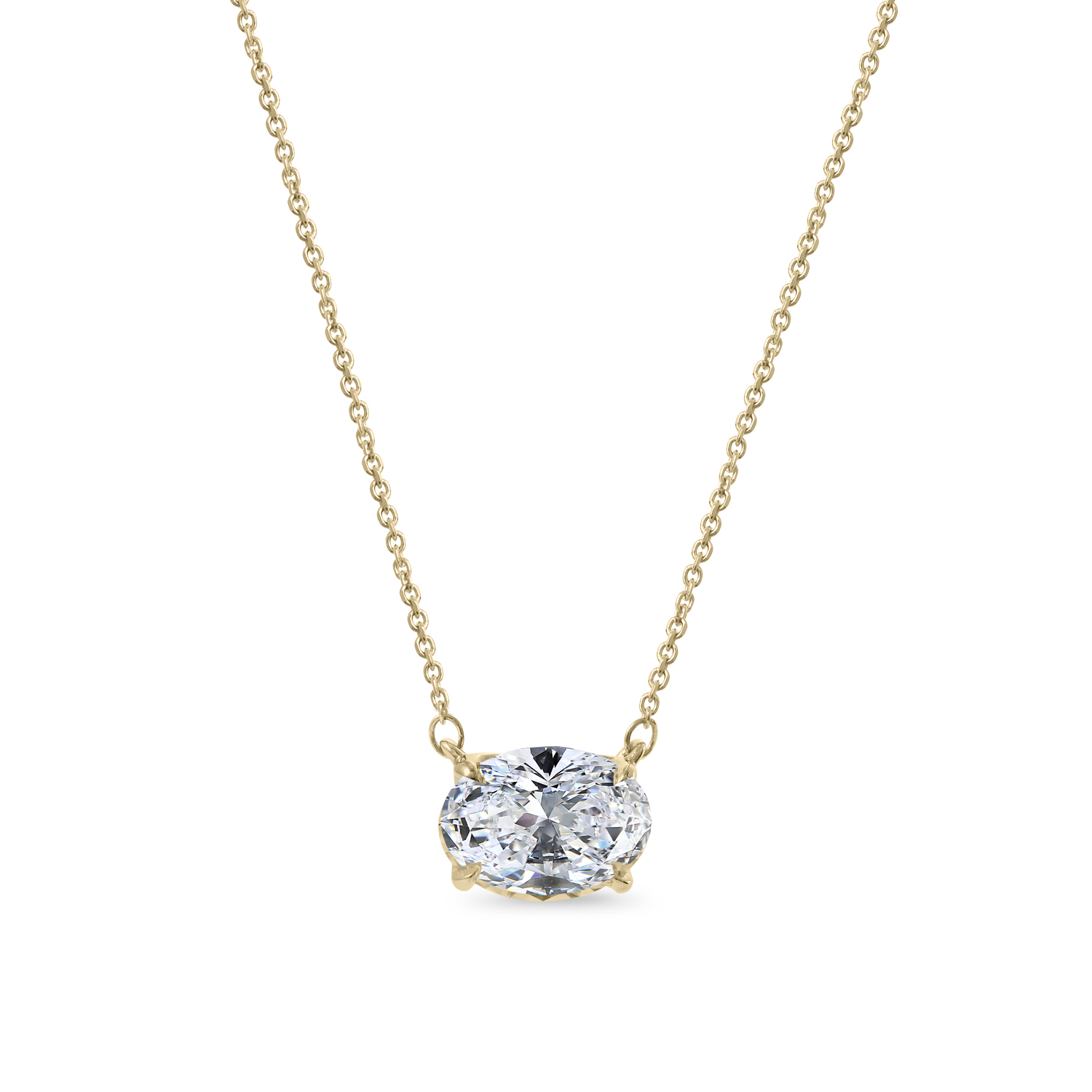 Clarity Diamond Lab-Grown Signature Oval Diamond Solitaire Pendant in Yellow Gold, 18