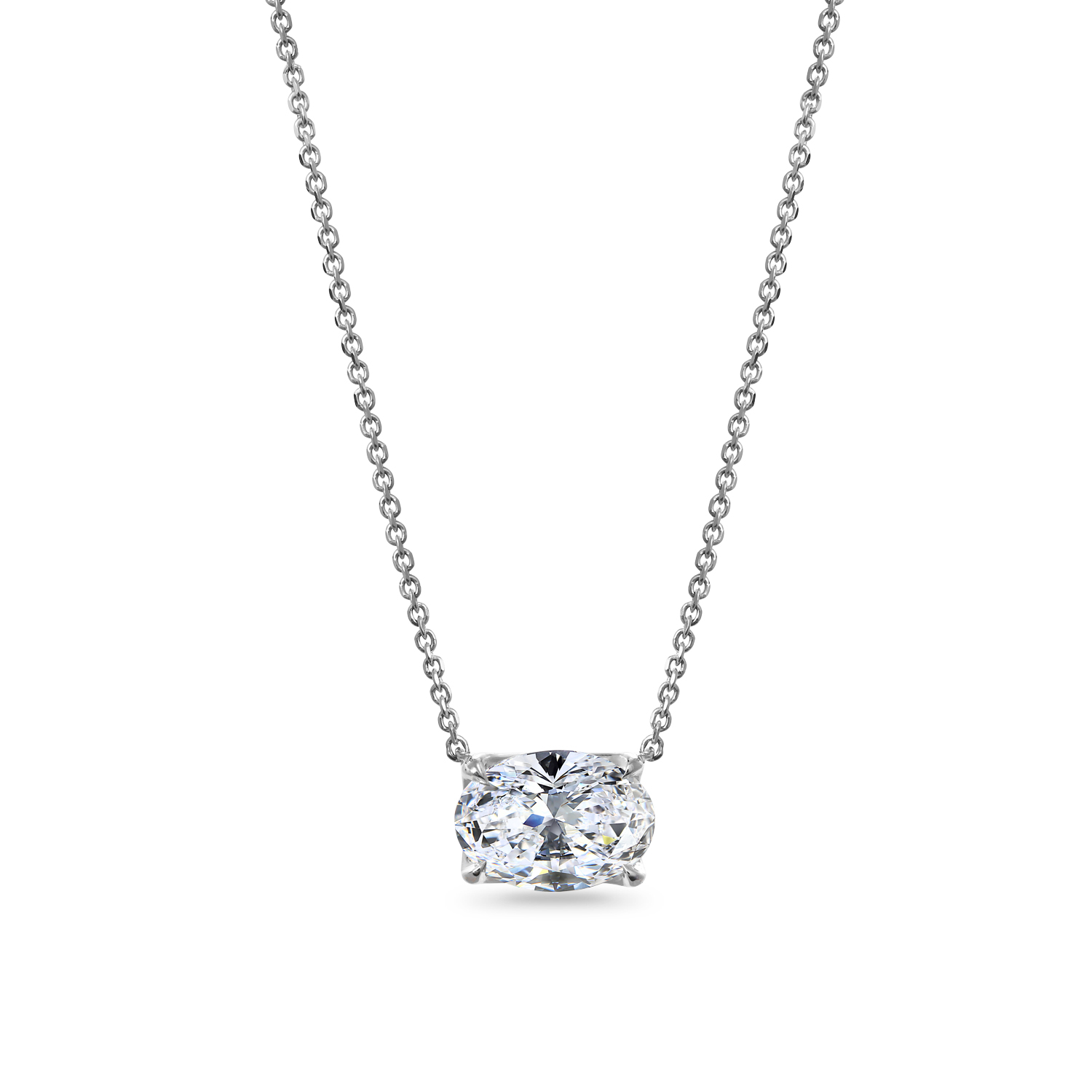 Clarity Diamond Lab-Grown Signature Oval Diamond Solitaire Pendant in White Gold, 18