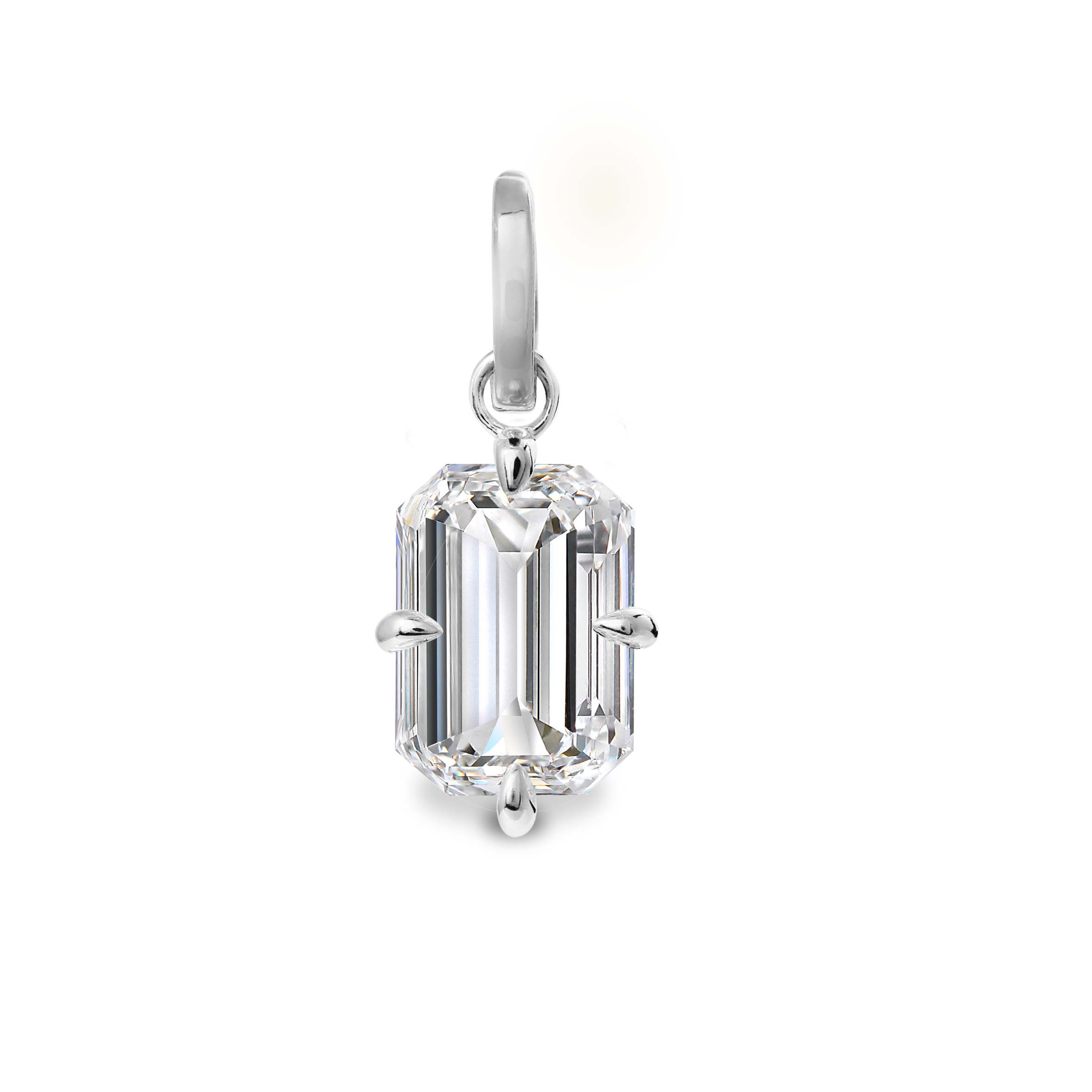 Clarity Diamond Emerald Diamond Enhancer Charm in White Gold, 1.57 ct