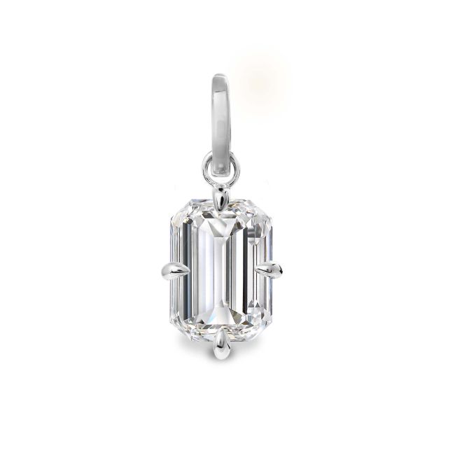 Clarity Diamond Emerald Diamond Enhancer Charm in White Gold, 1.57 ct