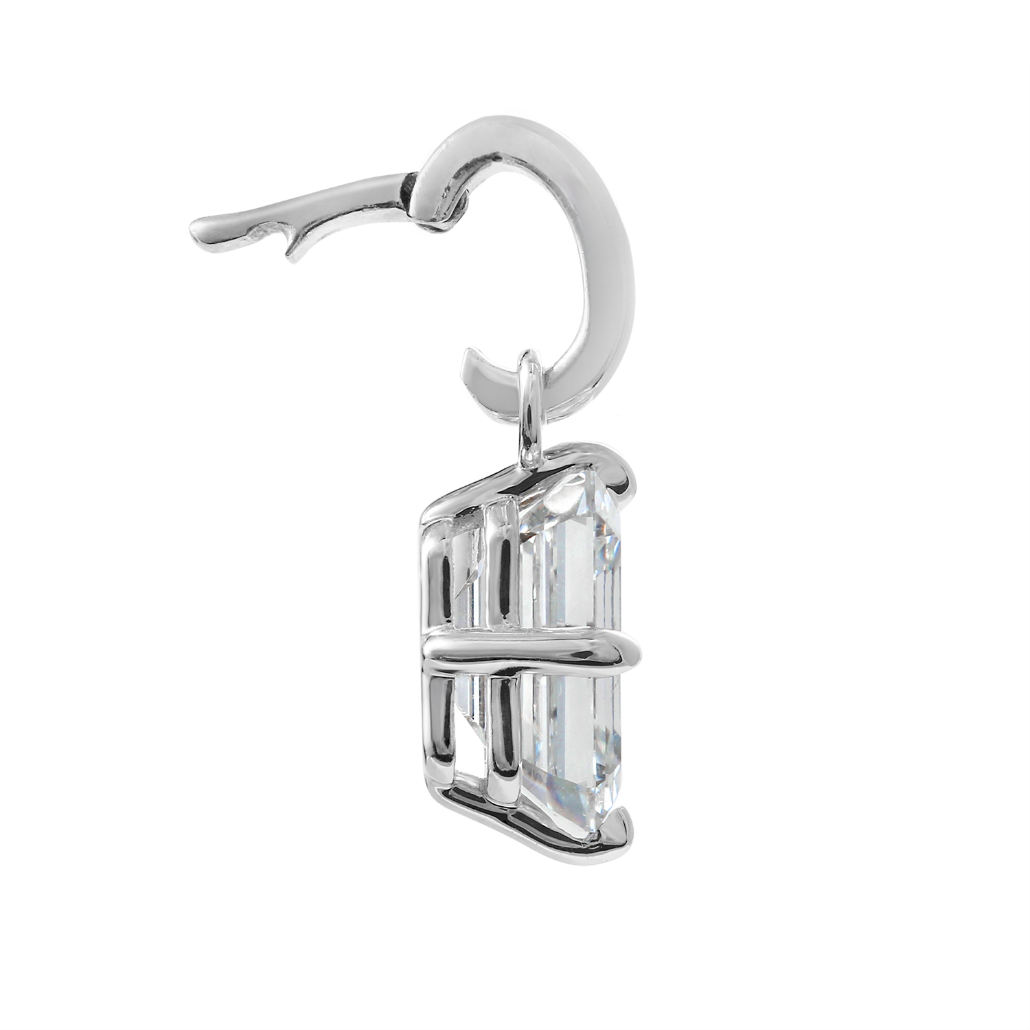 Clarity Diamond Emerald Diamond Enhancer Charm in White Gold, 1.57 ct