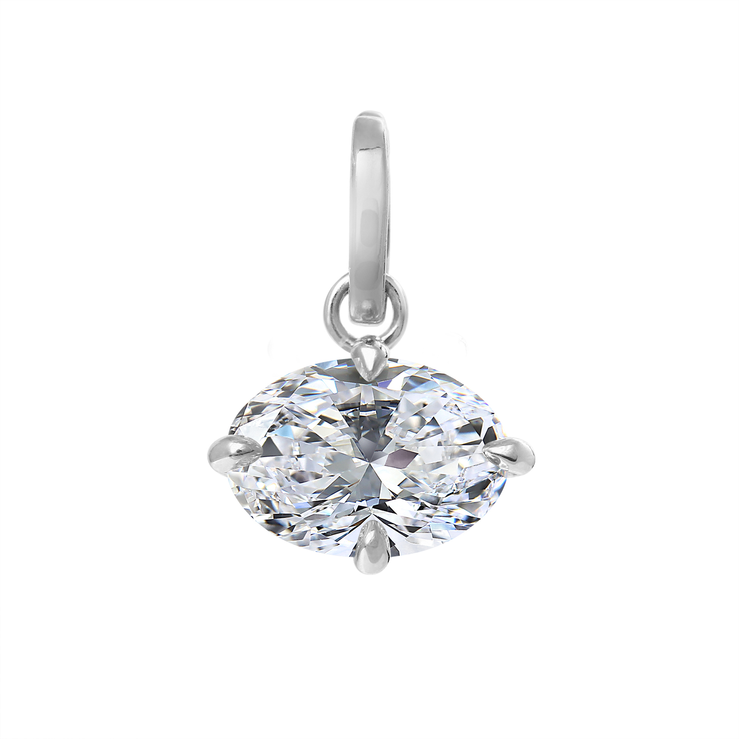 Clarity Diamond Oval Diamond Enhancer Charm in White Gold, 1.59 ct