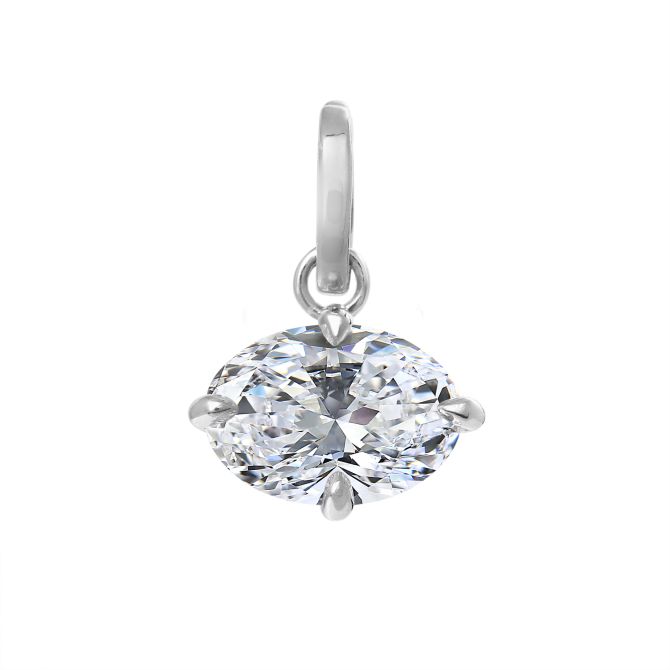 Clarity Diamond Oval Diamond Enhancer Charm in White Gold, 1.59 ct
