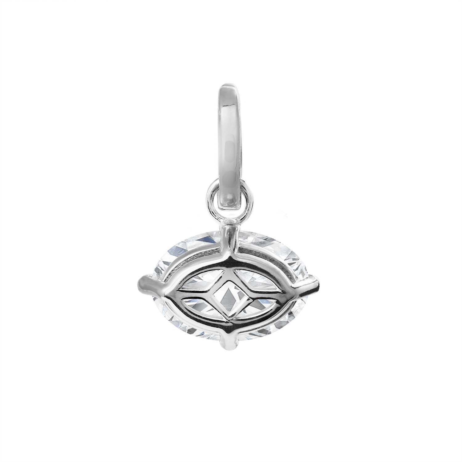 Clarity Diamond Oval Diamond Enhancer Charm in White Gold, 1.59 ct