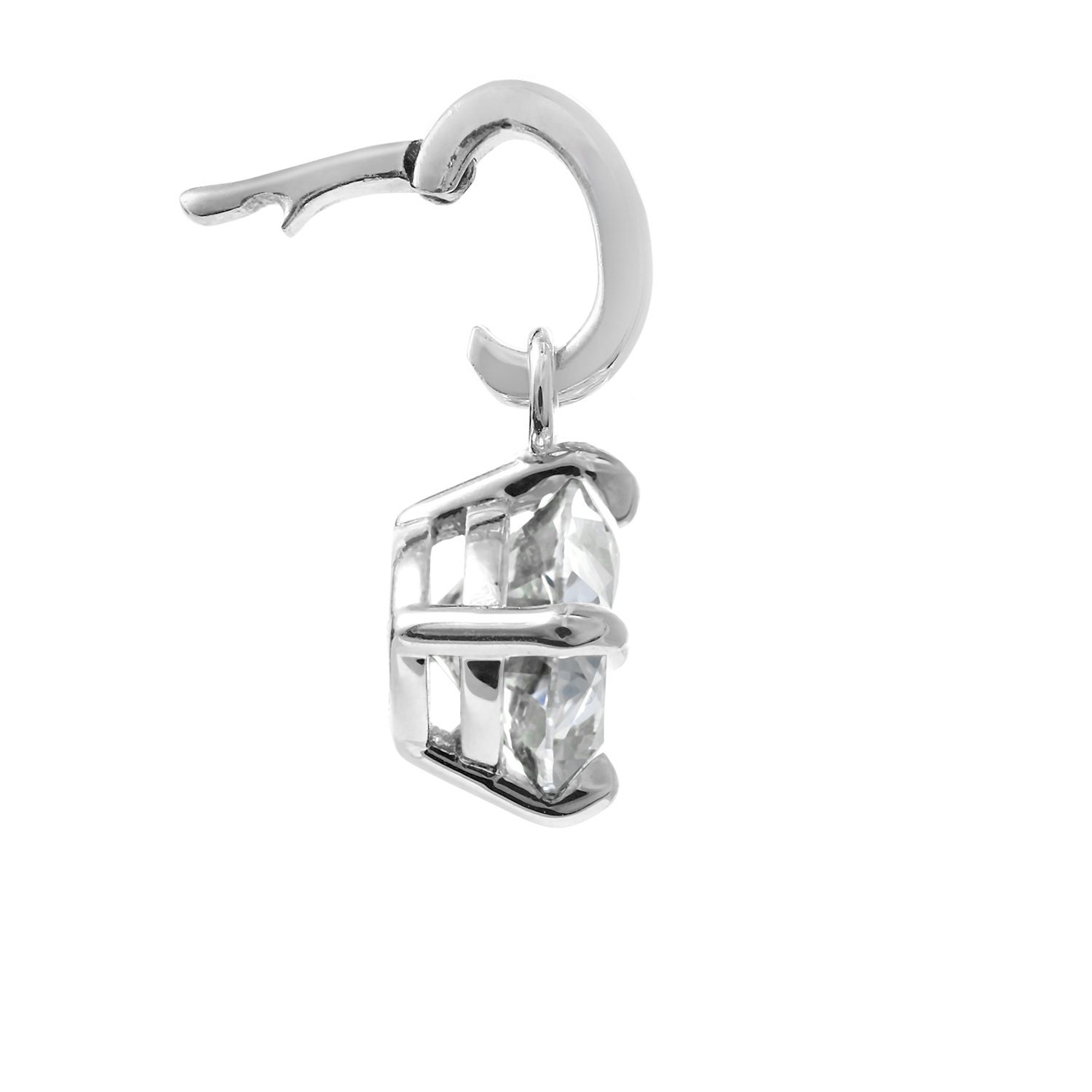 Clarity Diamond Oval Diamond Enhancer Charm in White Gold, 1.59 ct