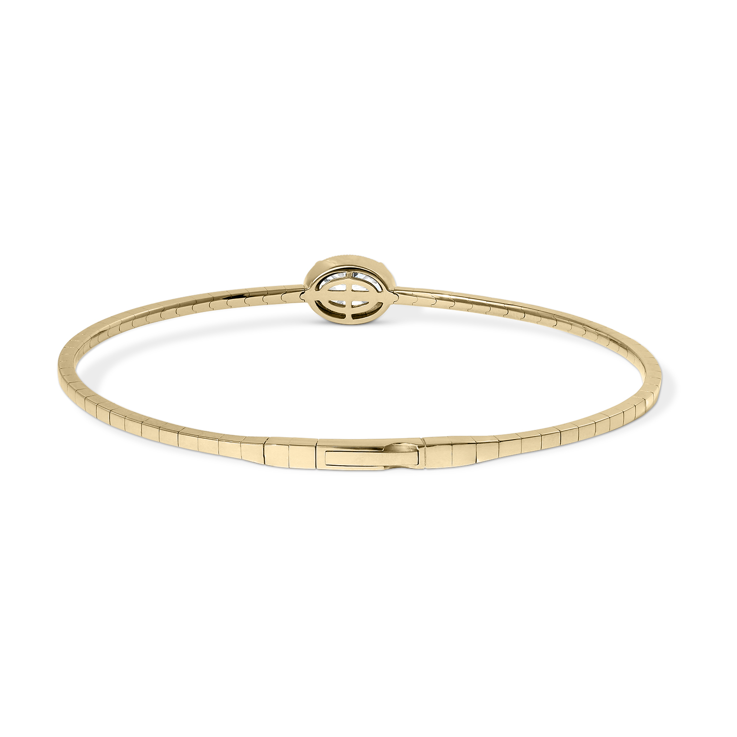 Clarity Diamond Lab-Grown Oval Diamond Flex Bangle Bracelet in Yellow Gold, 1.57 ct