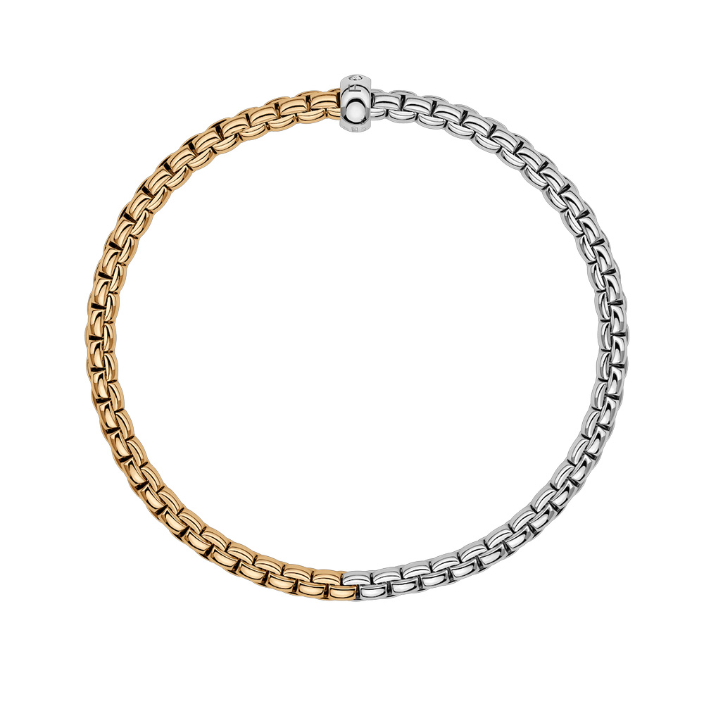 FOPE Eka Flex'It Rose & White Gold Bracelet with Single Diamond Rondel, 6.3
