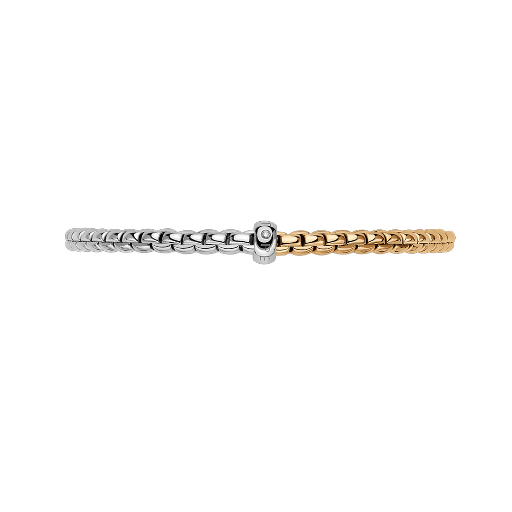 FOPE Eka Flex'It Rose & White Gold Bracelet with Single Diamond Rondel, 6.3