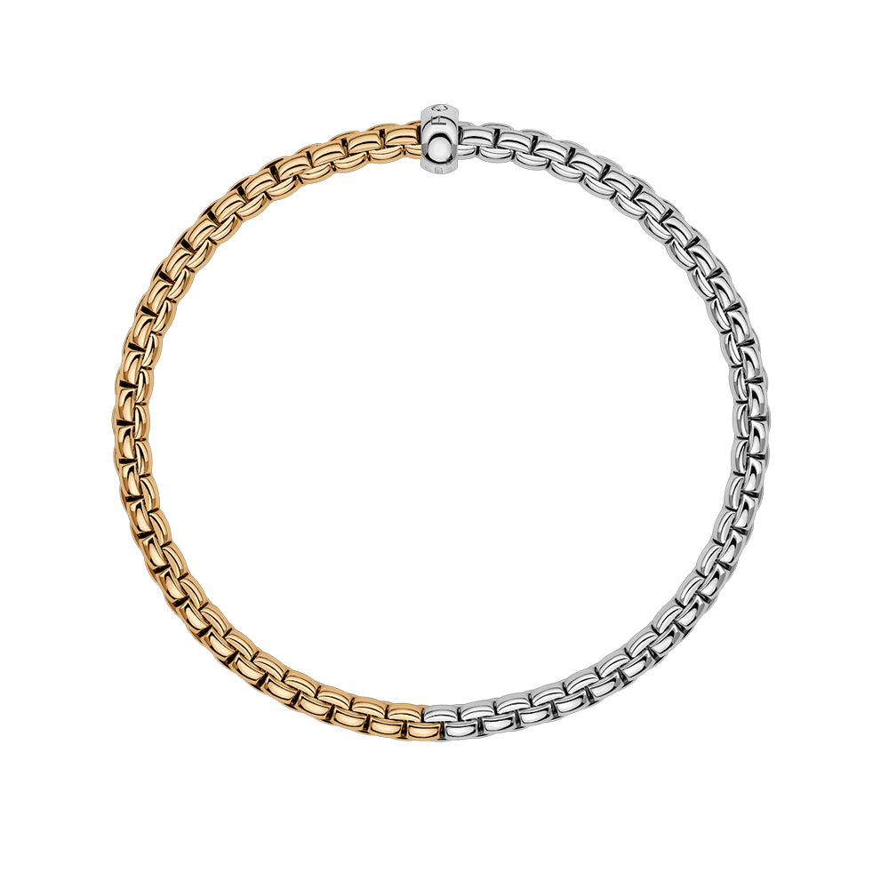 FOPE Eka Flex'It Yellow & White Gold Bracelet with Single Diamond Rondel, 6.69